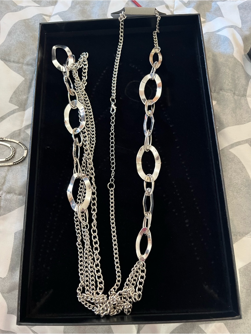 paparazzi Silver Multi-Row Oval Link Necklace